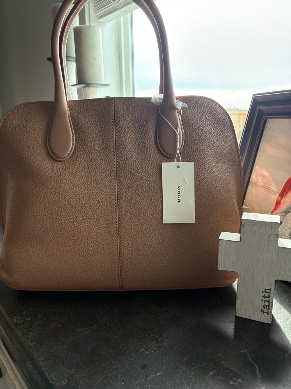 Vince Pebbled Dome Satchel - Beige Tan - Picture 10 of 10